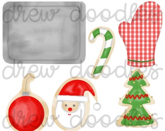 Watercolor Christmas Cookies Digital Clip Art Set- Instant Download