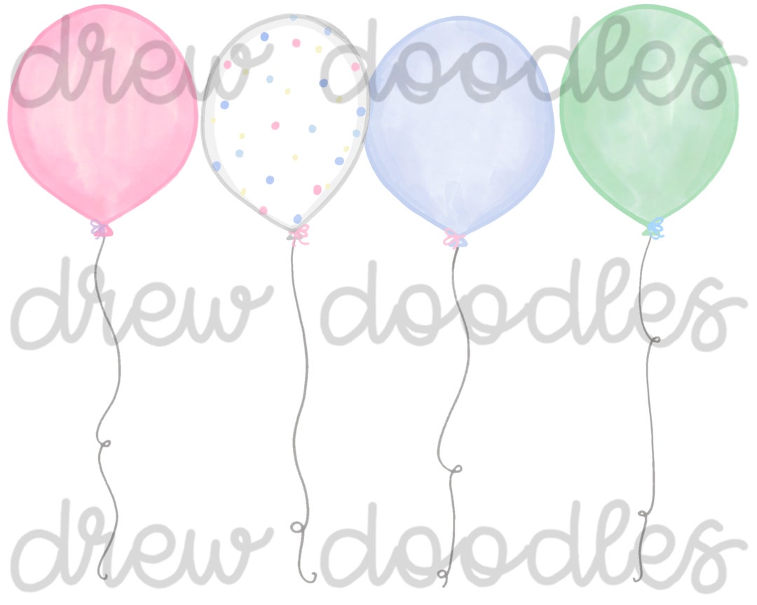 Watercolor Pastel Balloons Digital Clip Art Set- Instant Download - Etsy
