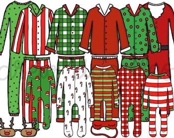 Christmas PJ's Digital Clip Art Set- Instant Download