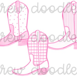 Watercolor Pink Cowboy Cowgirl Boots Digital Clip Art Set- Instant Download