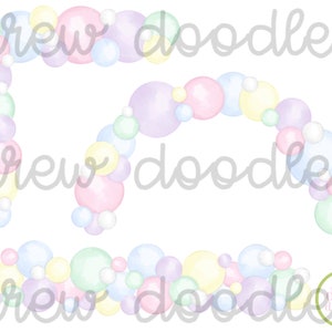 Watercolor Pastel Balloon Garlands and Arch Digital Clip Art Set- Instant Download