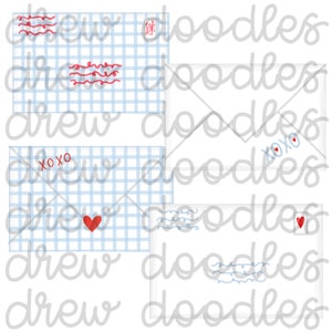 Watercolor Valentine&#39;s Day Blue and White Mail- Instant Download