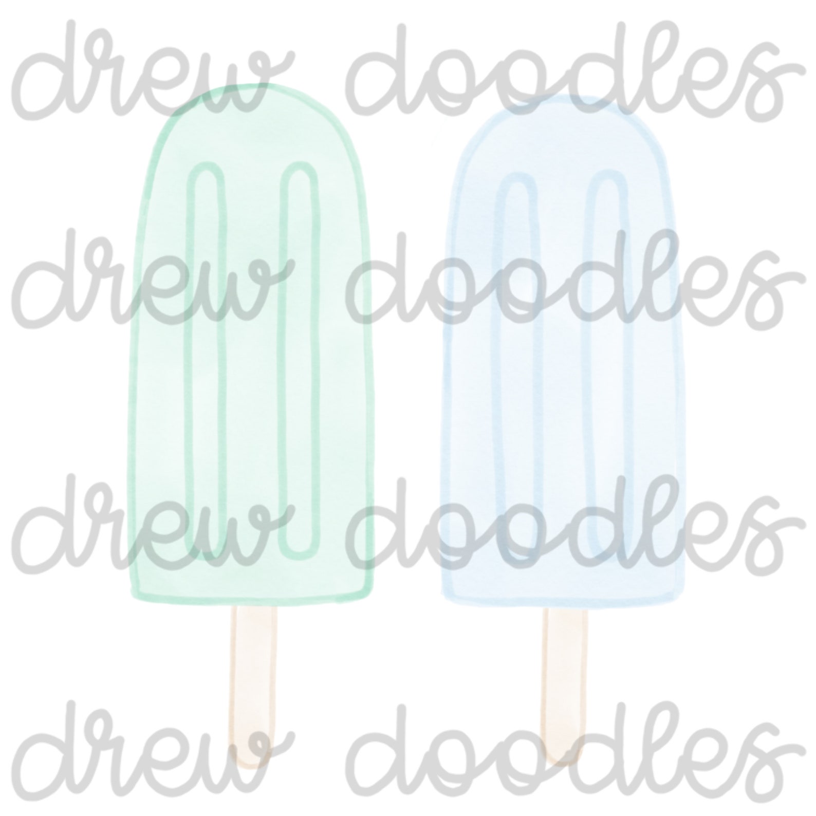 Watercolor Pastel Popsicles Digital Clip Art Set Instant - Etsy