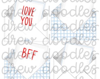 Watercolor Valentine's Day Blue and White Letters- Instant Download