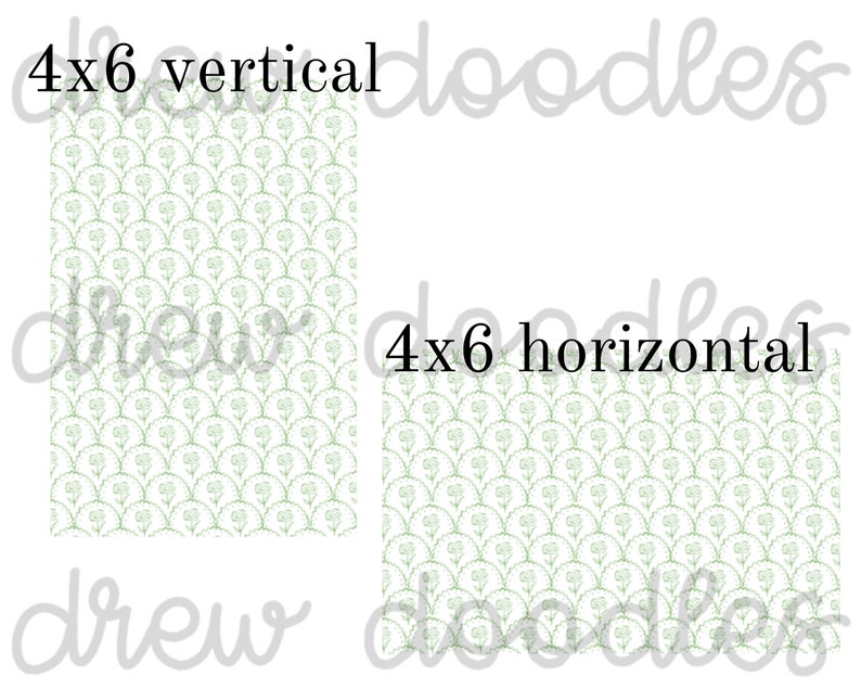 Watercolor Green Peony Scallop Print Pattern Digital Papers Backgrounds ...