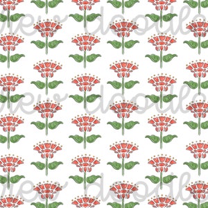 Padrão de impressão em bloco floral vermelho aquarela Papéis digitais Fundos 4x6 7x5 e 5x7 - Download instantâneo