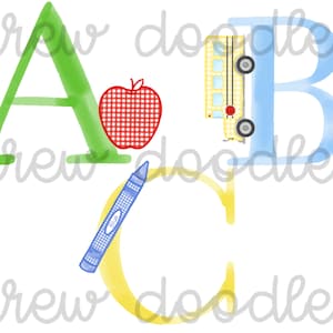 Conjunto de imágenes prediseñadas digitales de letras del alfabeto de acuarela (descarga instantánea)
