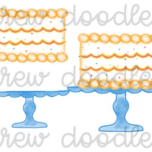 Aquarel heldere verjaardagstaart en standaard digitale Clip Art Set-Instant Download