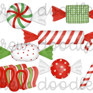 Watercolor Christmas Candy Digital Clip Art Set- Instant Download