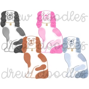 Set di clipart digitali con statuina di cane Staffordshire in acquerello - Senza contorno - Download immediato