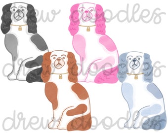 Watercolor Staffordshire Dog Figurine Digital Clip Art Set- No Outline- Instant Download