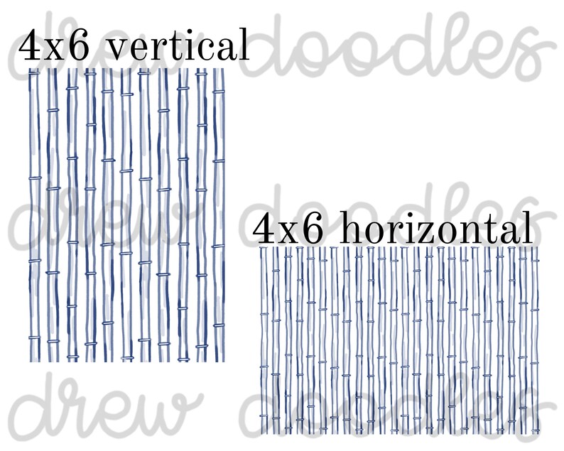 Akvarellblå marinblå bambutryckmönster digitala papper bakgrunder 4x6 och 5x7 - direkt nedladdning bild 2