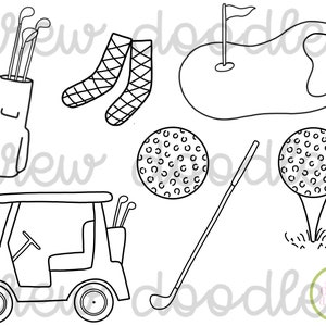 Black Outline Golf Digital Clip Art Set- Instant Download