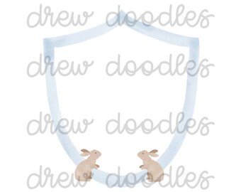 Easter Bunny Rabbit Blue Crest Digital Clip Art Set- Instant Download