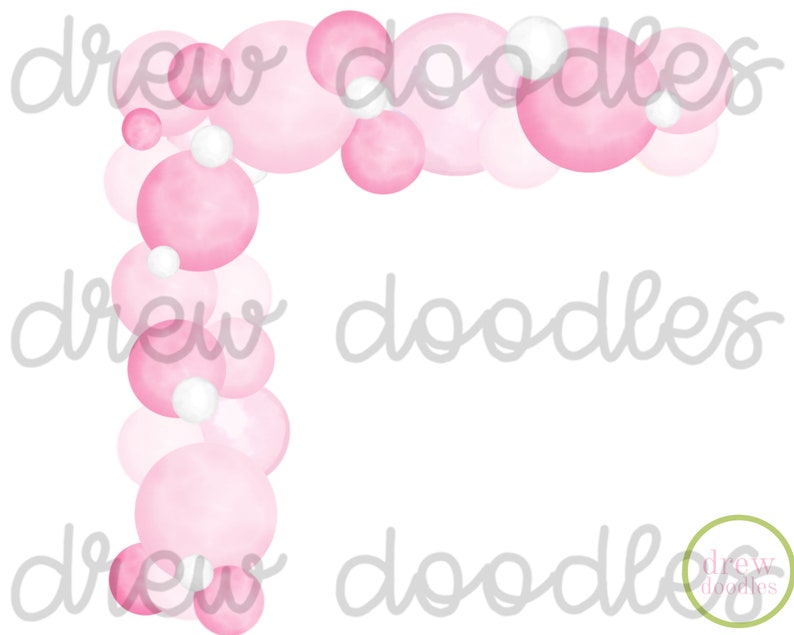 Watercolor Pink Balloon Garlands and Arch Digital Clip Art Set- Instant ...