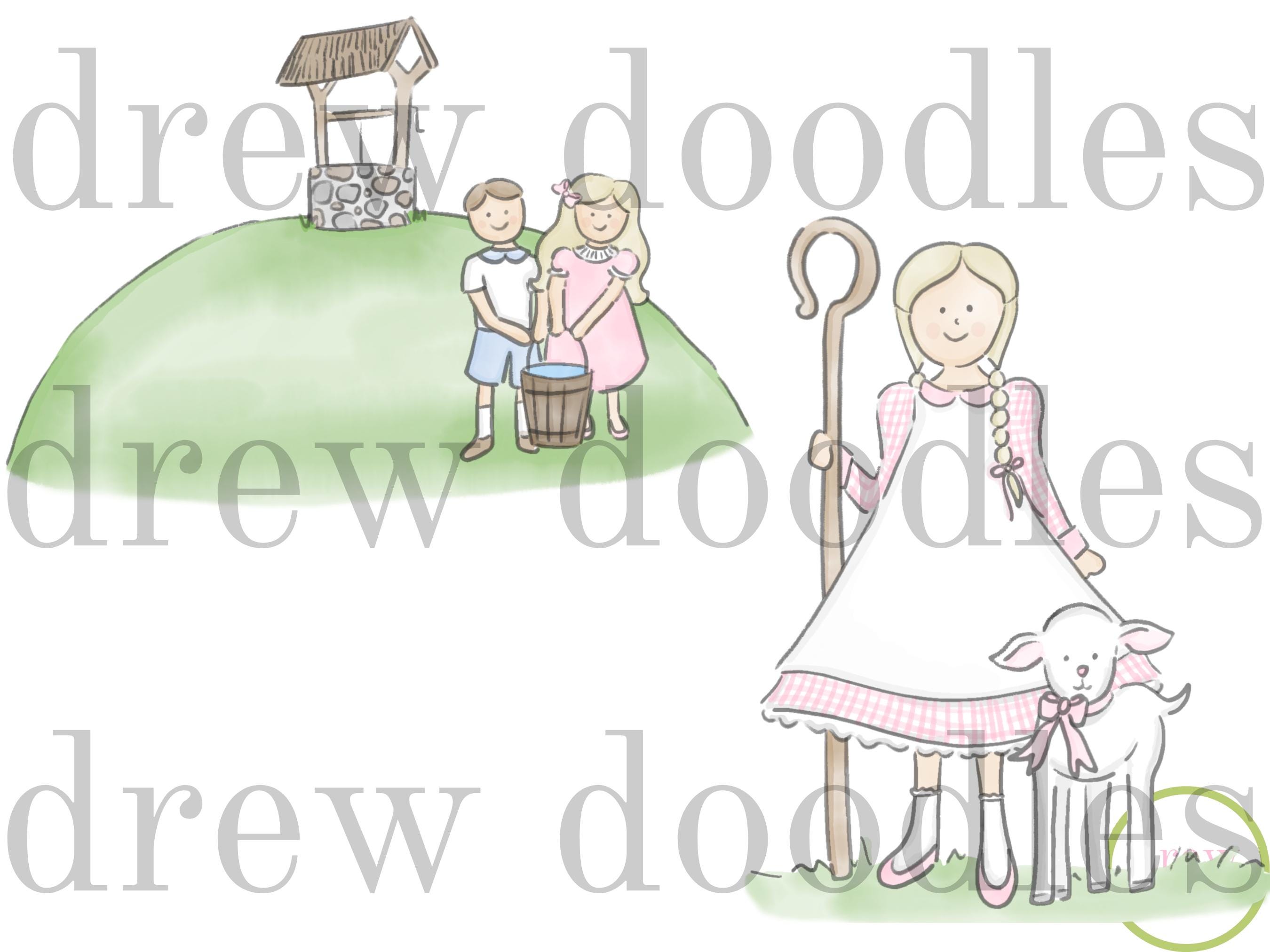Watercolor Nursery Rhymes Digital Clip Art Set- Instant Download - Etsy