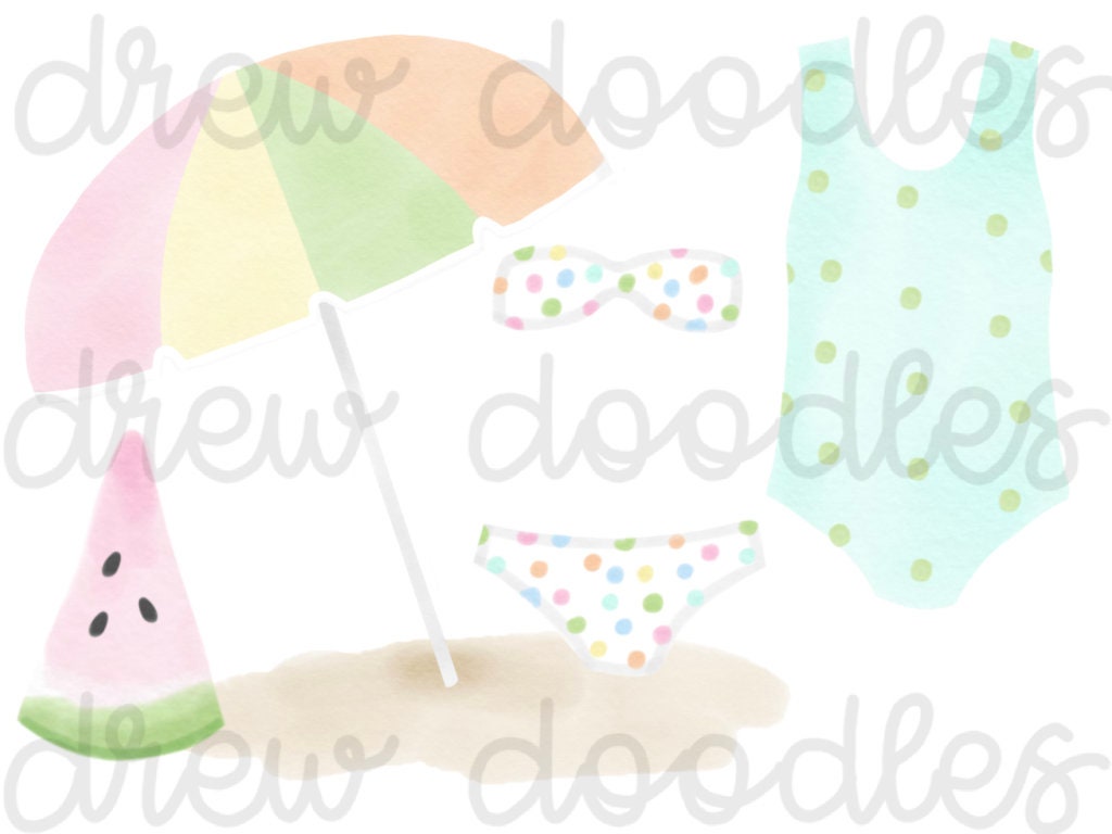 Watercolor Beach Digital Clip Art Set- Instant Download - Etsy