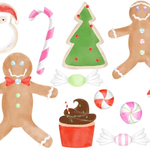 Watercolor Christmas Sweets Digital Clip Art Set- Instant Download