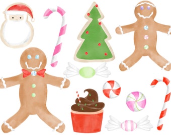 Watercolor Christmas Sweets Digital Clip Art Set- Instant Download