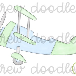 Watercolor Blue and Green Train, Plane, Tractor Instant Download image 3