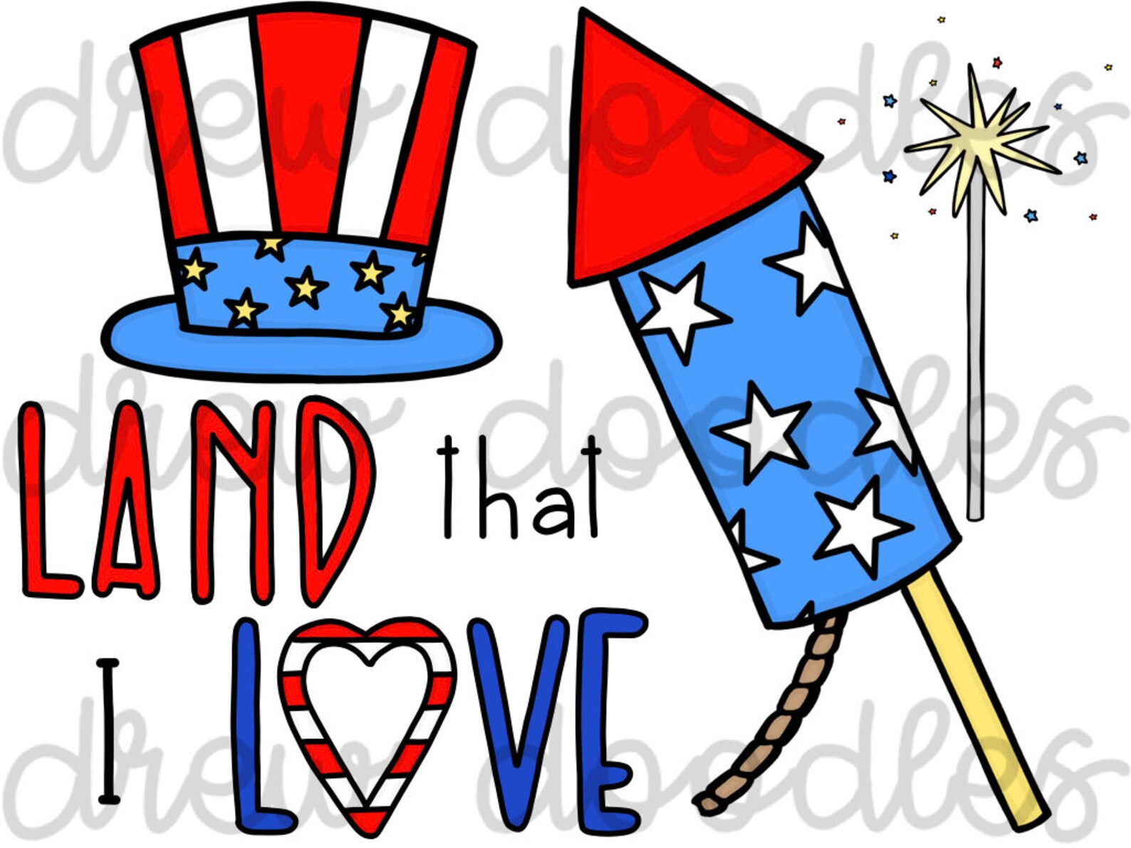 Patriotic Doodles Digital Clip Art Set Instant Download - Etsy