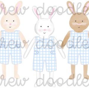 Watercolor Jon Jon Easter Bunnies Rabbits Digital Clip Art Set- Instant Download