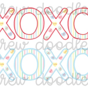 Aquarell Valentinstag rosa und blau XOXO Küsse Digital Clip Art Set - Instant Download