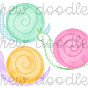 Aquarelle escargots - Digital Clip Art Set - téléchargement immédiat