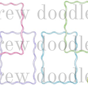 Watercolor Wavy Rectangle Frames- Digital Clip Art Set- Instant Download