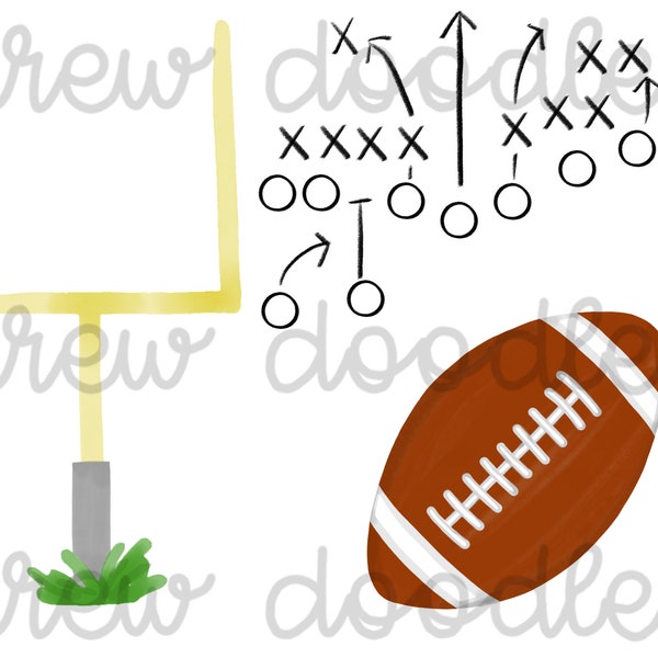 Watercolor Football- Digital Clip Art Set- Instant Download