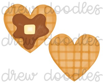 Watercolor Valentine's Day Heart Waffles Digital Clip Art Set- Instant Download