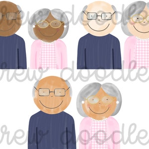 Conjunto de imágenes prediseñadas digitales del Día de los Abuelos en acuarela (descarga instantánea)