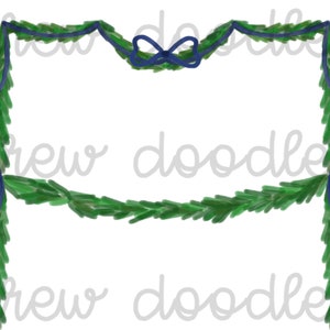 Watercolor Navy Blue Ribbon Garlands- Digital Clip Art Set- Instant Download