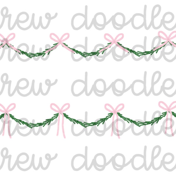 Watercolor Light Pink Bow Simple Garlands- Digital Clip Art Set- Instant Download