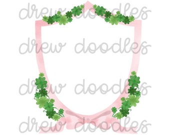 Akvarell St. Patricks Shamrock rosa rosett vapensköld digital clipart set - direkt nedladdning