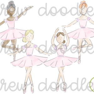 Watercolor Ballet Ballerina Digital Clip Art Set- Instant Download