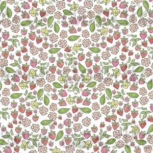 Aquarelle printanière printanier fraise, papiers numériques imprimés, arrière-plans 4 x 4, 4 x 6 et 5 x 7 - téléchargement immédiat