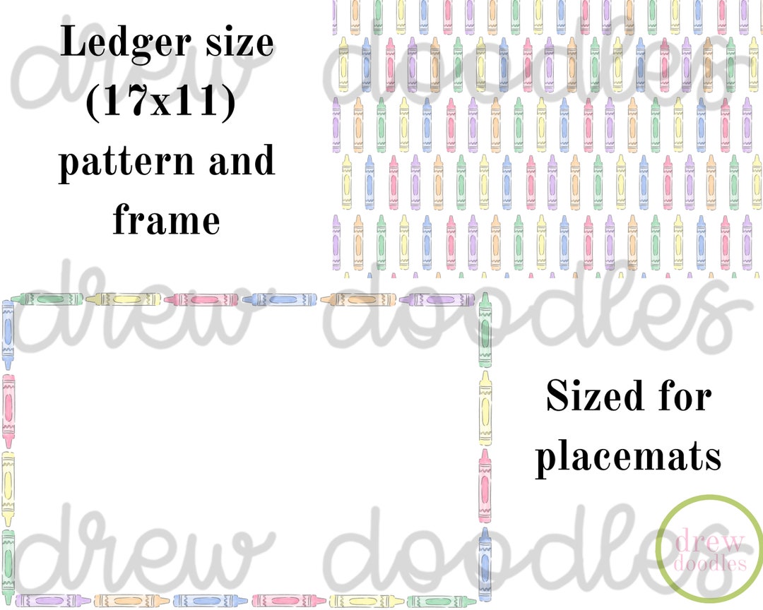 Watercolor Pastel Crayons 17x11 Border and Placemat Sized Etsy