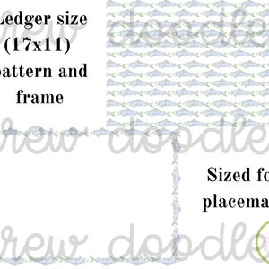 Watercolor Fish 17x11 Border and Placemat Sized Pattern Digital Paper Background- Instant Download