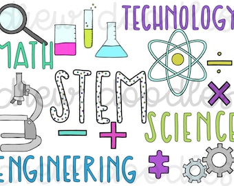 STEM Doodles Digital Clip Art Set - Téléchargement instantané