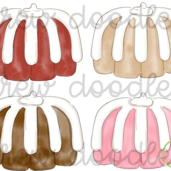 Watercolor Bundt Cakes Digital Clip Art Set- Instant Download