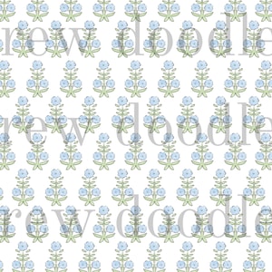 Aquarela Azul Floral Impressão Padrão Papéis Digitais Fundos 4x4 7x5 e 5x7 - Download Instantâneo