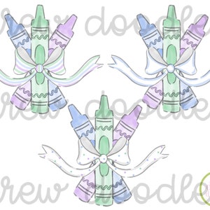Conjunto de clipart digital de buquês de giz de cera azul pastel aquarela - download instantâneo