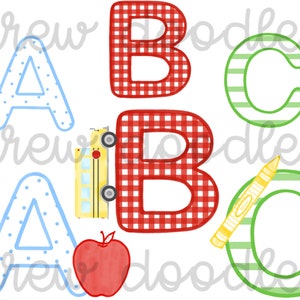 Watercolor Patterned ABC Letters Digital Clip Art Set- Instant Download