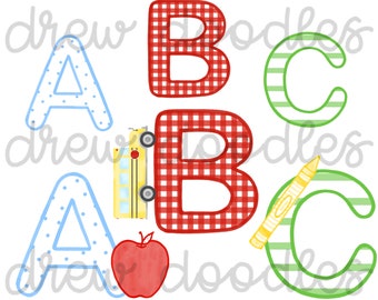 Conjunto de imagens digitais com letras do alfabeto em aquarela - Download instantâneo