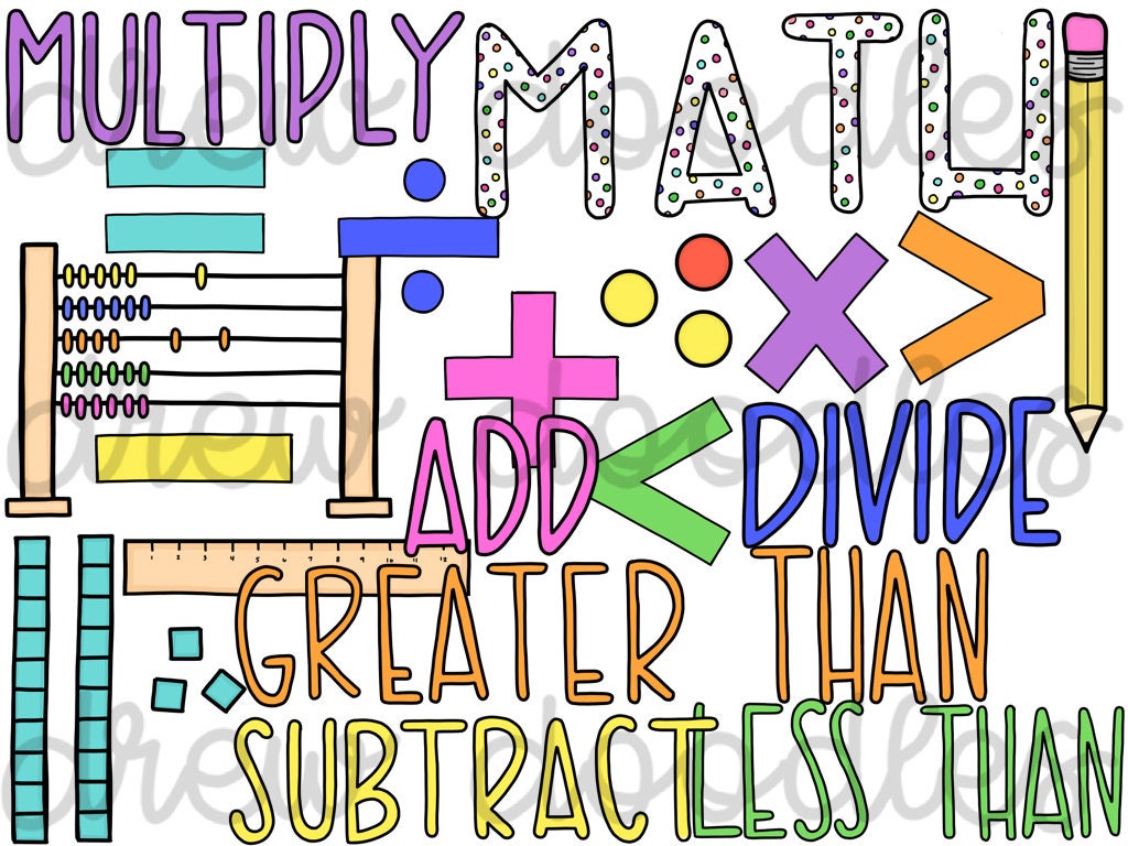 Math Doodles Digital Clip Art Set- Instant Download