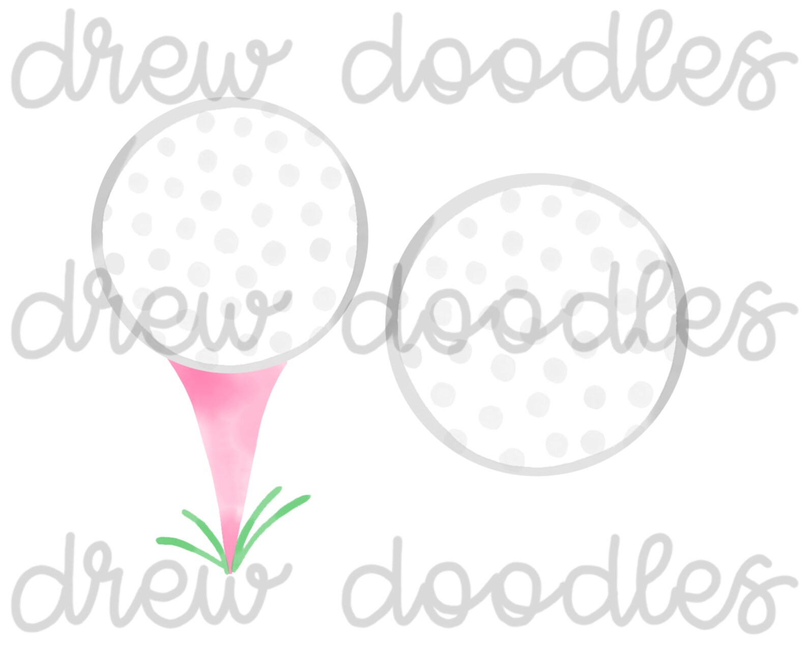 Watercolor Pink and Green Golf Golf Cart Digital Clip Art Etsy