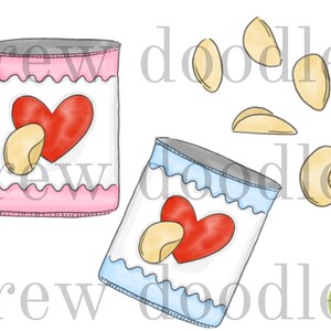 Conjunto de imágenes prediseñadas digitales de patatas fritas en acuarela para el día de San Valentín: descarga instantánea