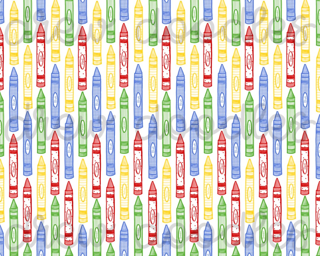 Watercolor Primary Crayon Print Pattern Digital Papers Backgrounds 4x6 ...