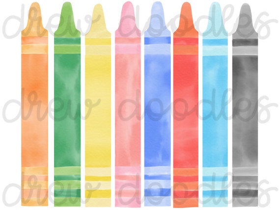 Watercolor Crayons Digital Clip Art Set Instant Download -  Norway